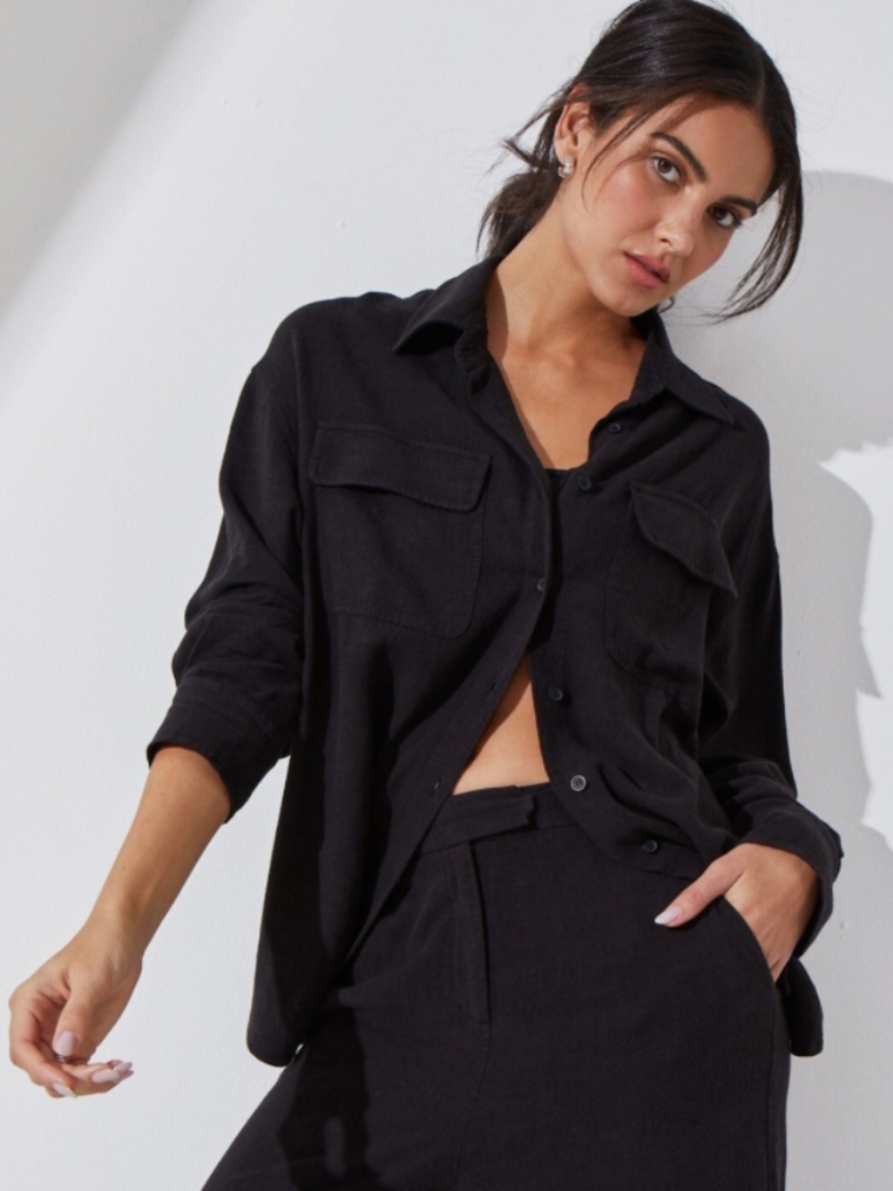 NOLI Essential Button Up | Sizes S & L | Color: Black | NWT
